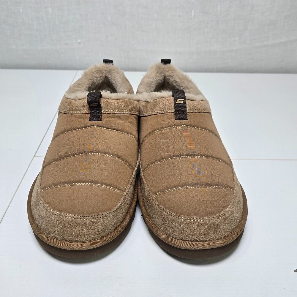 Skechers Faux Fur Lined Slip On Shoes Tan Brown Cozy Comfort Size 12 NEW